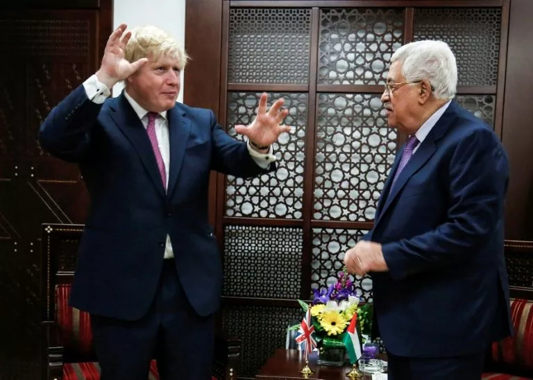 british foreign secretary boris johnson meets with palestinian president mahmoud abbas in the west bank city of ramallah photo afp british foreign secretary boris johnson meets with palestinian president mahmoud abbas in the west bank city of ramallah photo afp