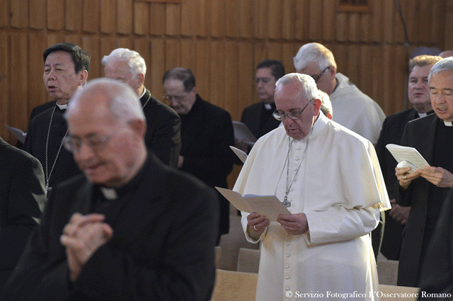 this handout picture released by the vatican press office shows pope francis on the last day of a spiritual retrat in ariccia on march 10 2017 photo afp this handout picture released by the vatican press office shows pope francis on the last day of a spiritual retrat in ariccia on march 10 2017 photo afp