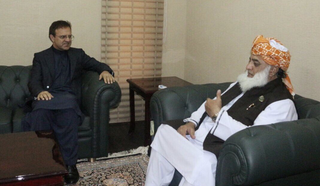 afghan ambassador to pakistan dr omar zakhilwal meets jamiat ulema islam fazl jui f chief maulana fazlur rehman in islamabad on friday photo omar zakhilwal twitter