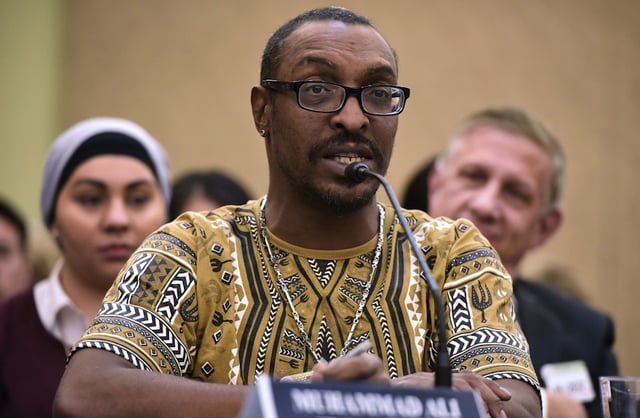 muhammad ali jr son of boxing legend muhammad ali speaks during a forum on the consequences of us president donald trump 039 s immigration policies at the us capitol in washington dc on march 9 2017 photo afp