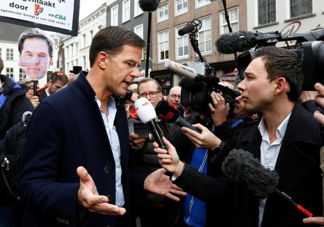 dutch prime minister mark rutte of the vvd liberal party speaks to the media as he campaigns for the 2017 dutch election in breda netherlands march 11 2017 photo reuters dutch prime minister mark rutte of the vvd liberal party speaks to the media as he campaigns for the 2017 dutch election in breda netherlands march 11 2017 photo reuters