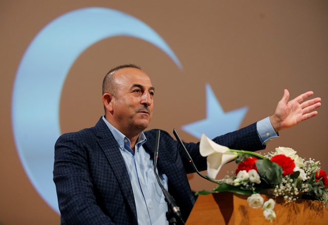 urkish foreign minister mevlut cavusoglu addresses supporters during a political rally on turkey 039 s upcoming referendum in metz france march 12 2017 photo reuters