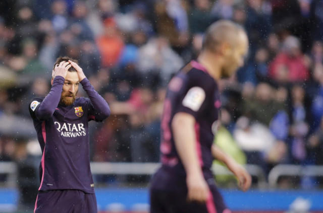 barcelona 039 s lionel messi reacts during the match against deportivo la coruna photo reuters barcelona 039 s lionel messi reacts during the match against deportivo la coruna photo reuters