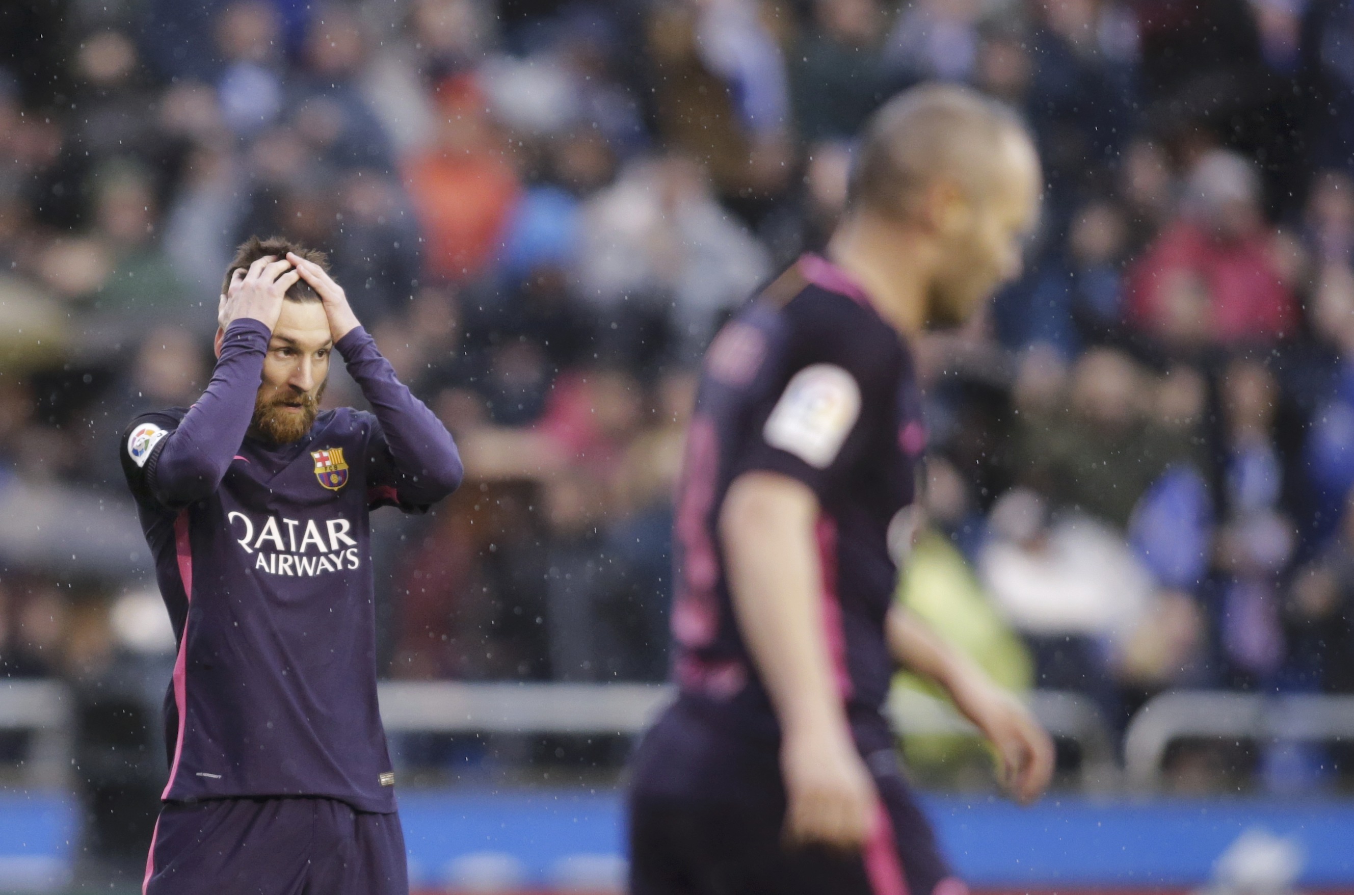 barcelona 039 s lionel messi reacts during the match against deportivo la coruna photo reuters