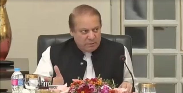 prime minister nawaz sharif addresses a high level meeting in islamabad on monday screen grab prime minister nawaz sharif addresses a high level meeting in islamabad on monday screen grab