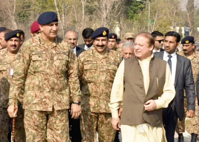 army chief gen qamar bajwa with prime minister nawaz sharif photo ispr army chief gen qamar bajwa with prime minister nawaz sharif photo ispr