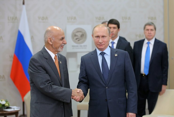 president of the russian federation vladimir putin meets with president of the islamic republic of afghanistan photo afp