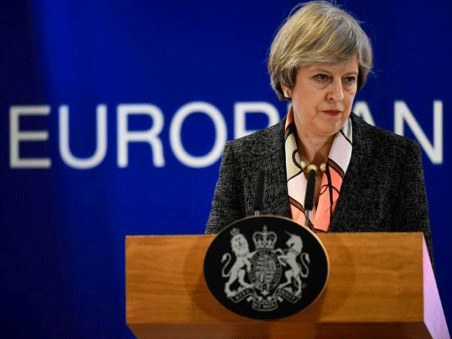 britain 039 s prime minister theresa may attends a news conference during the eu summit in brussels belgium march 9 2017 photo reuters file