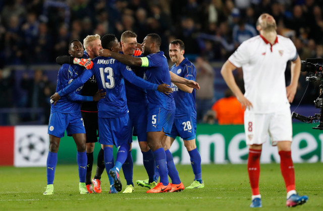 leicester city players celebrate after bealting sevilla on march 14 2017 photo reuters leicester city players celebrate after bealting sevilla on march 14 2017 photo reuters