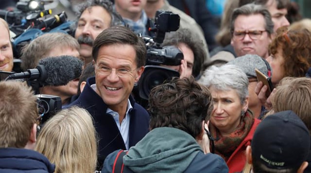 039 this was the evening when the netherlands after brexit and the american elections said 039 stop 039 to the wrong kind of populism 039 rutte told cheering supporters photo reuters