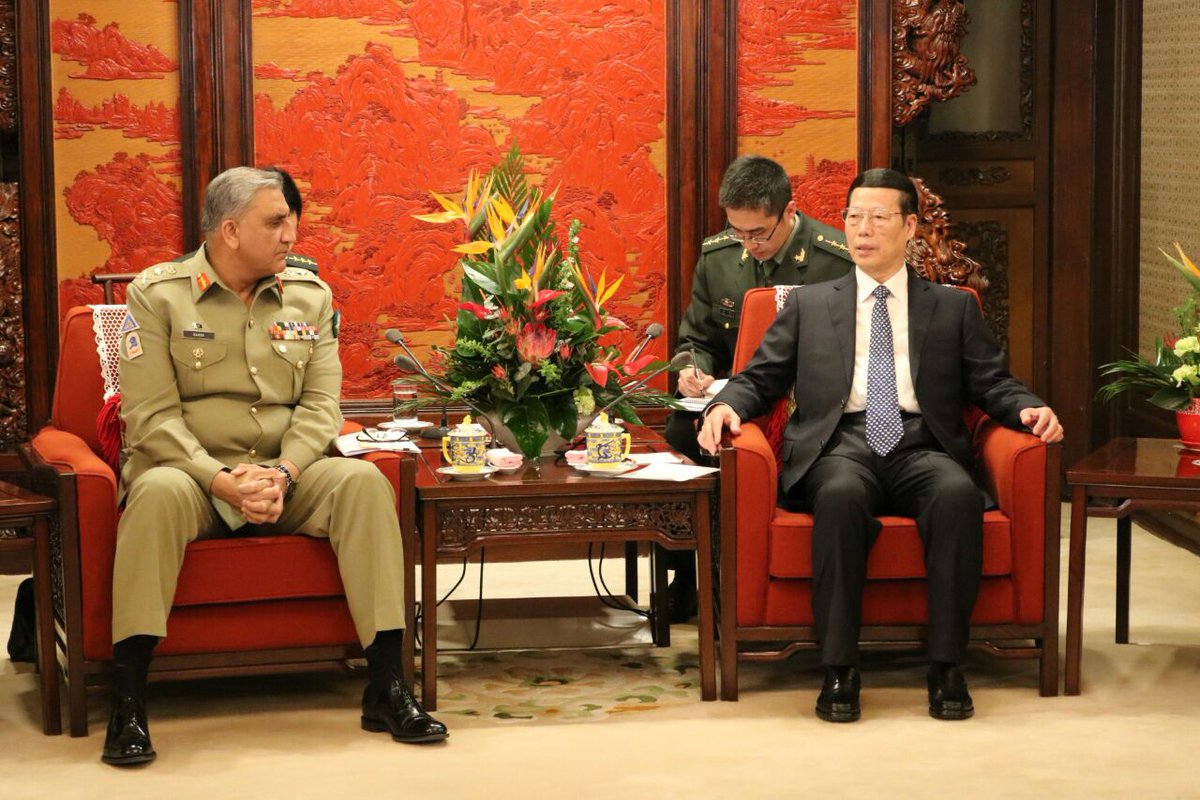 army chief gen qamar bajwa meets chinese civil and military leadership in china on thursday photo ispr