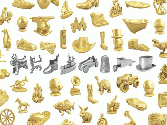 the eight current monopoly tokens are surrounded by tokens being voted on for inclusion to the board game photo reuters