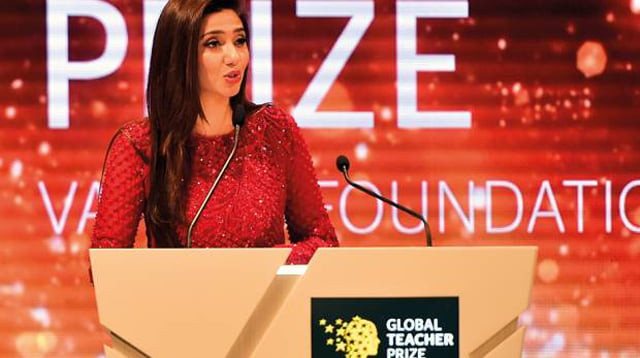 pakistani actress mahira khan addressed the ceremony paying tribute to teachers who played a role in her life photo publicity pakistani actress mahira khan addressed the ceremony paying tribute to teachers who played a role in her life photo publicity