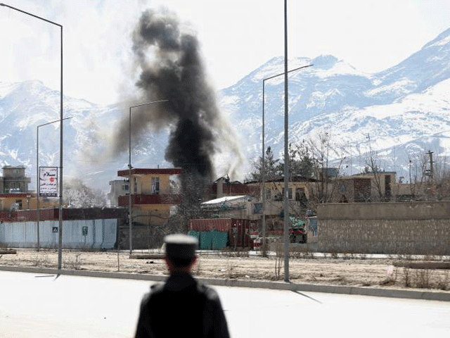 smoke rises from the site of a blast and gunfire between taliban and afghan forces in pd 6 in kabul afghanistan march 1 2017 photo reuters