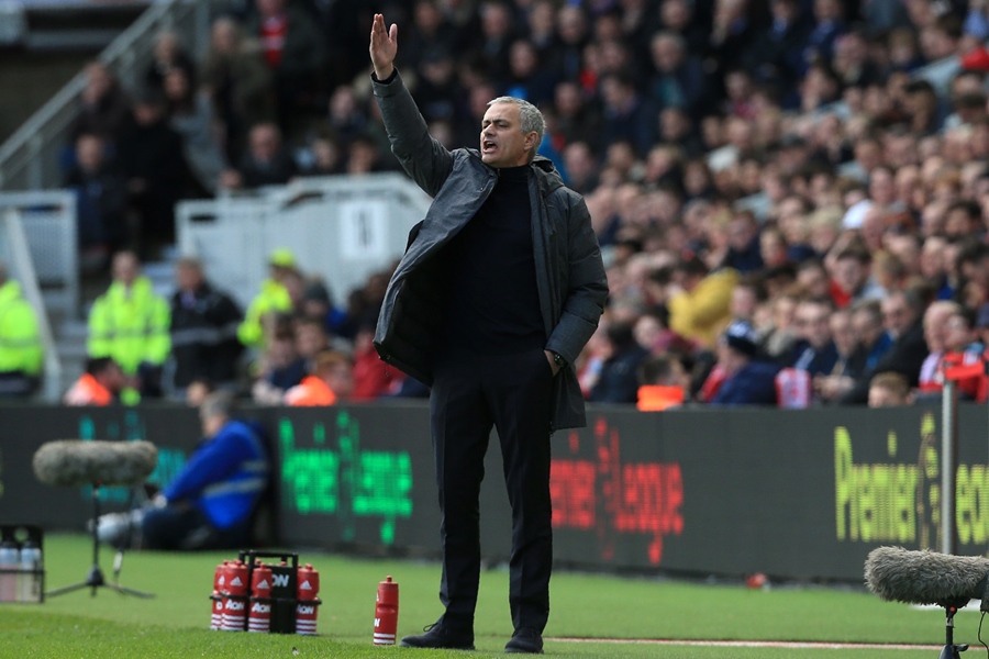 manchester united 039 s portuguese manager jose mourinho gestures on the touchline during the english premier league football match between middlesbrough and manchester united at riverside stadium in middlesbrough north east england on march 19 2017 photo afp