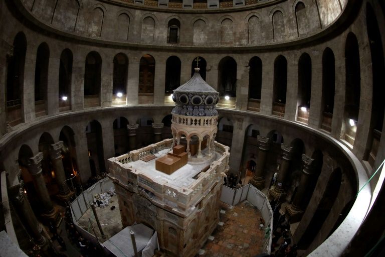 the edicule in jerusalem 039 s church of the holy sepulchre pictured on march 20 2017 after its restoration photo afp