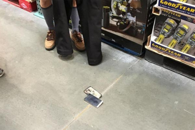 a man was left pant less after his smartphone catches fire in his pocket while shopping at costco a membership warehouse club photo courtesy komo news a man was left pant less after his smartphone catches fire in his pocket while shopping at costco a membership warehouse club photo courtesy komo news