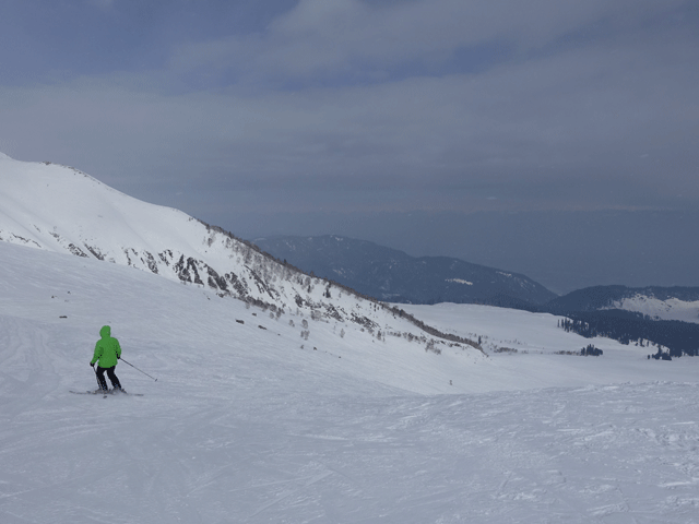 in this photograph taken on february 24 2017 a woman skies on the slopes above gulmarg in indian occupied kashmir photo afp