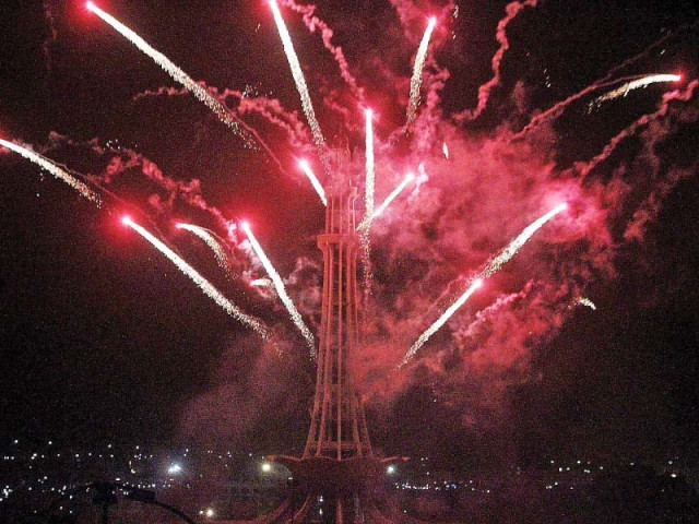 minar e pakistan lights up under exploding fireworks for the pakistan day celebrations in lahore photo abid nawaz express minar e pakistan lights up under exploding fireworks for the pakistan day celebrations in lahore photo abid nawaz express
