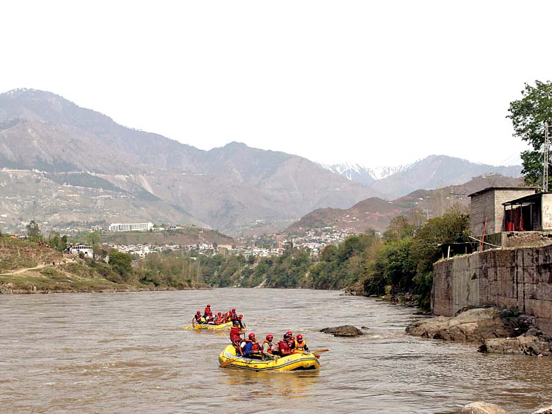 adventurers take part in white water rafting in jhelum river from ghari dupatta to muzaffarabad photo agencies