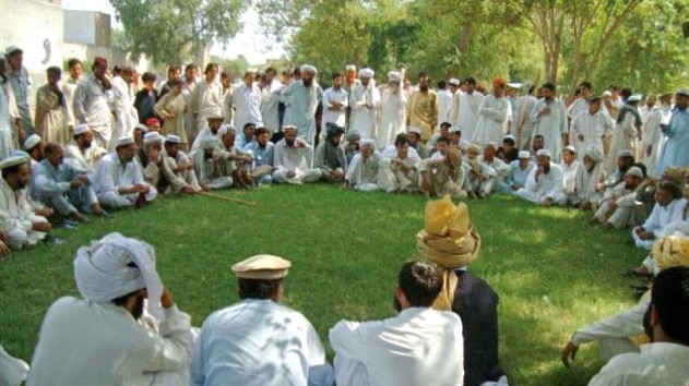 tribal elders are seen holding a jirga photo file