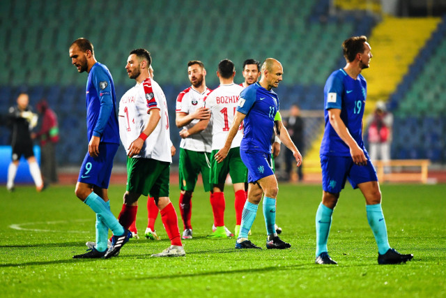 firing blanks netherlands were unable to breach the bulgaria defence despite featuring the likes of bas dost l arjen robben c and vincent janssen r in their side photo afp firing blanks netherlands were unable to breach the bulgaria defence despite featuring the likes of bas dost l arjen robben c and vincent janssen r in their side photo afp