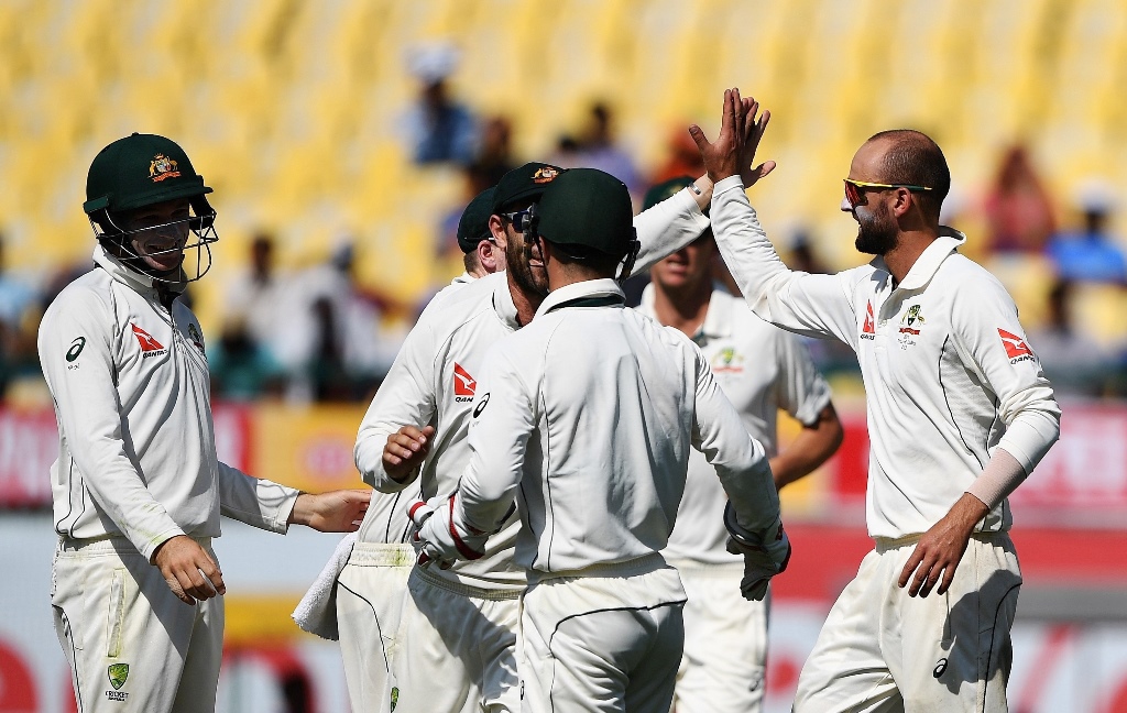 loudest roar fast bowlers hazlewood and cummins bowled their hearts out during frugal spells to restrict india but lyon was the lucky one to capitalise on the pressure being built photo afp