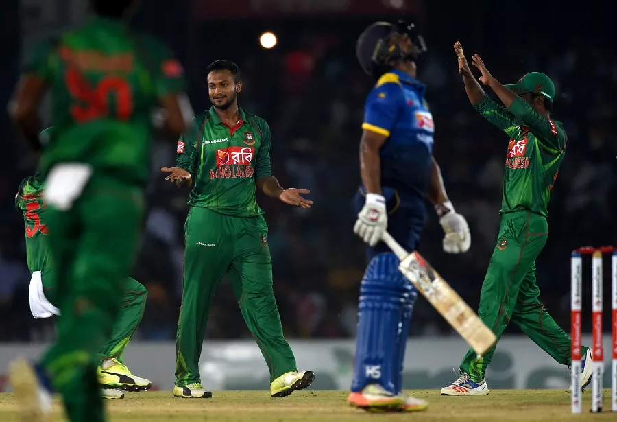 bangladesh cricketer shakib al hasan 2ndl celebrates with teammates after he dismissed sri lankan cricketer asela gunaratne 2ndr during the first one day international odi cricket match between sri lanka and bangladesh at the rangiri dambulla international cricket stadium in dambulla on march 25 2017 photo afp bangladesh cricketer shakib al hasan 2ndl celebrates with teammates after he dismissed sri lankan cricketer asela gunaratne 2ndr during the first one day international odi cricket match between sri lanka and bangladesh at the rangiri dambulla international cricket stadium in dambulla on march 25 2017 photo afp