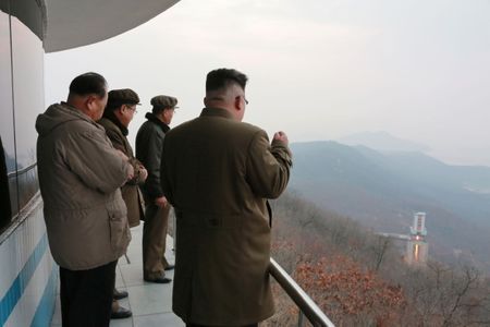 north korean leader kim jong un watched the ground jet test of a korean style high thrust engine newly developed by the academy of the national defence science in this undated picture provided by kcna in pyongyang on march 19 2017 photo reuters