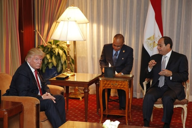 donald trump l looking on as egyptian president abdel fattah el sisi speaks during a meeting at the plaza hotel in new york photo afp donald trump l looking on as egyptian president abdel fattah el sisi speaks during a meeting at the plaza hotel in new york photo afp