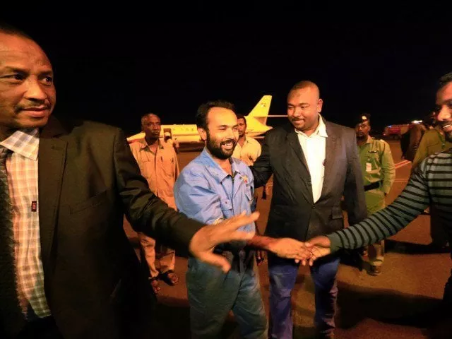 ayaz jamali who was kidnapped by rebels in south sudan was welcomed as he arrives after being release at khartoum airport photo reuters ayaz jamali who was kidnapped by rebels in south sudan was welcomed as he arrives after being release at khartoum airport photo reuters