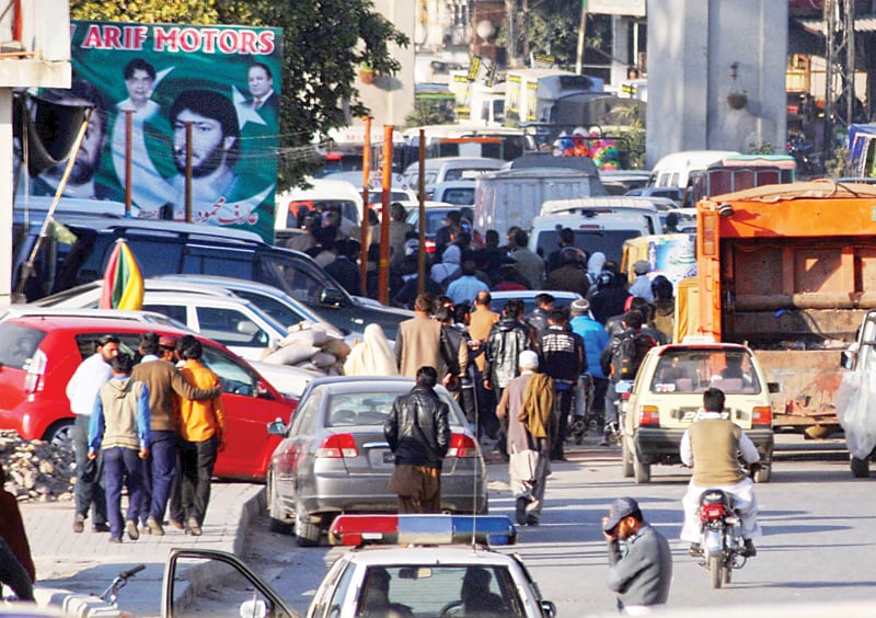 traffic jam at liaquat bagh marrir signals photo express