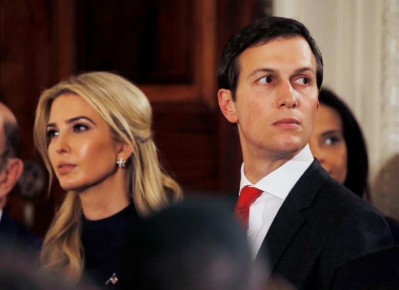 ivanka trump and her husband jared kushner watch as german chancellor angela merkel and u s president donald trump hold a joint news conference in the east room of the white house in washington u s march 17 2017 photo reuters