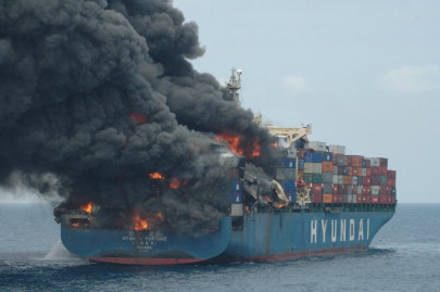 sri lanka battles fire aboard mega container vessel