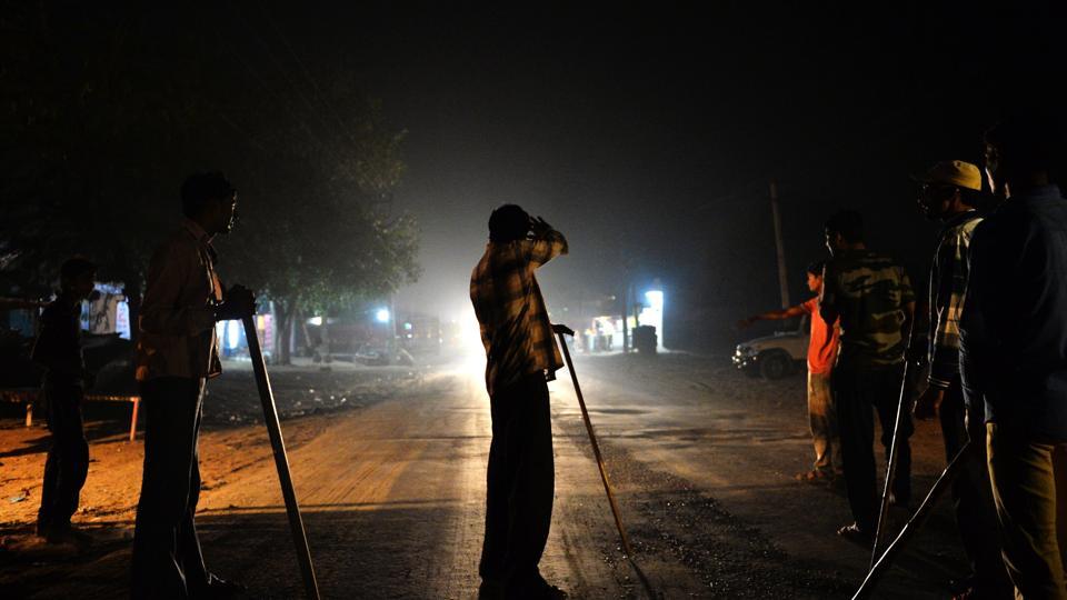 a photograph taken on november 5 2015 shows volunteers of a cow protection vigilante group on a highway in taranagar in rajasthan photo afp