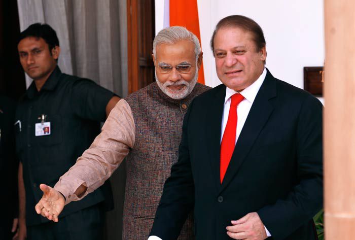 indian prime minister narendar modi with prime minister nawaz sharif photo afp