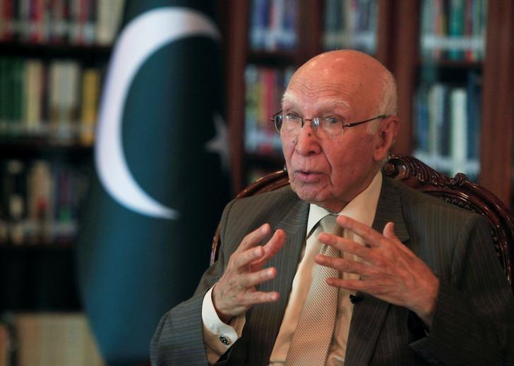 sartaj aziz speaks during an interview with reuters in islamabad pakistan july 1 2016 photo reuters