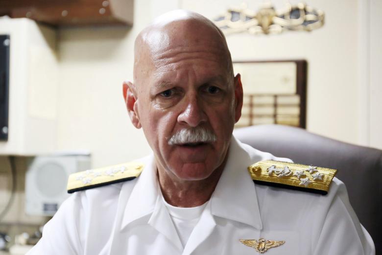 file photo u s pacific fleet commander admiral scott swift speaks to reporters aboard the u s s benfold a guided missile destroyer during a scheduled visit to the chinese port city of qingdao shandong province china photo reuters