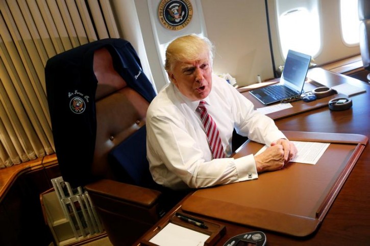 donald trump aboard air force one photo reuters