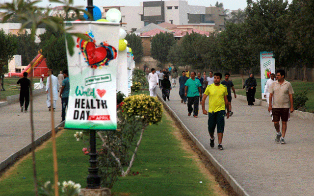 a celebration was organised by defence housing authority at zamzama park friday afternoon to observe world health day photo athar khan a celebration was organised by defence housing authority at zamzama park friday afternoon to observe world health day photo athar khan