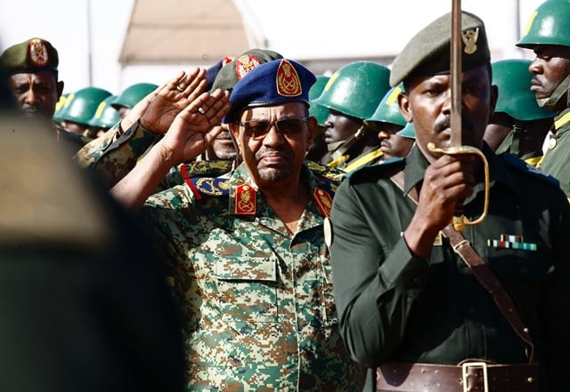 sudanese president omar al bashir c salutes during the joint sudan and saudi arabia air force drill at the marwa air base near meroe some 350 kilometres north of khartoum on april 9 2017 photo afp sudanese president omar al bashir c salutes during the joint sudan and saudi arabia air force drill at the marwa air base near meroe some 350 kilometres north of khartoum on april 9 2017 photo afp