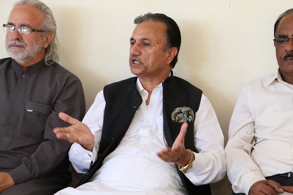 ijaz durrani right speaks at a press conference photo file