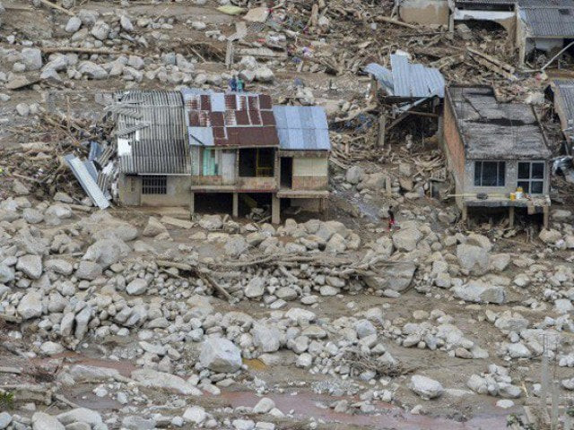 aerial view of the extensive damage caused by mudslides as a result of heavy rains in mocoa putumayo department colombia on april 3 2017 photo afp aerial view of the extensive damage caused by mudslides as a result of heavy rains in mocoa putumayo department colombia on april 3 2017 photo afp