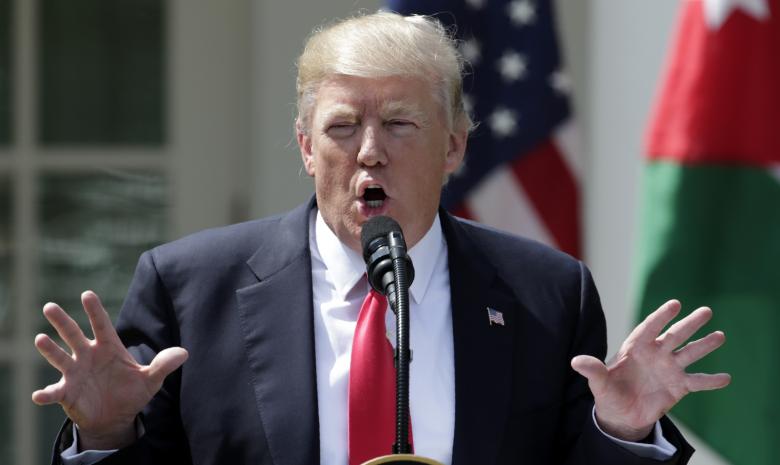 u s president donald trump speaks during a joint news conference with jordan 039 s king abdullah not pictured in the rose garden after their meeting at the white house in washington us photo reuters