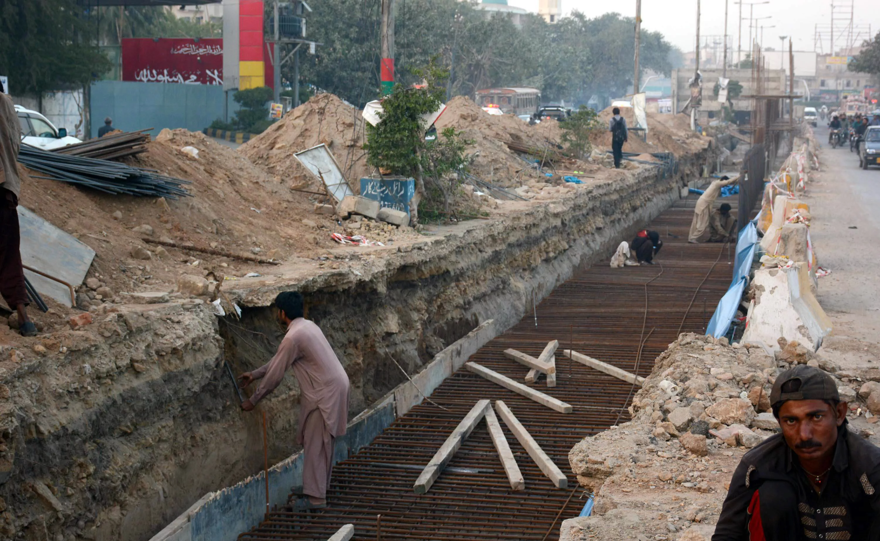 development work for green line bus rapid transit project being done on ma jinnah road in karachi photo file development work for green line bus rapid transit project being done on ma jinnah road in karachi photo file