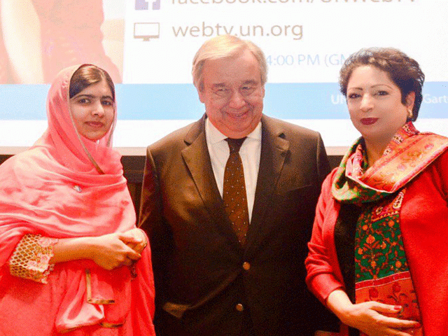she was speaking at a reception hosted by pakistan s mission to the un honouring malala yousafzai photo twitter she was speaking at a reception hosted by pakistan s mission to the un honouring malala yousafzai photo twitter
