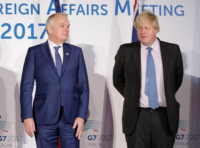 britain 039 s foreign secretary boris johnson r and france 039 s foreign minister jean marc ayrault pose for a family photo during a g7 for foreign ministers in lucca italy april 11 2017 photo reuters britain 039 s foreign secretary boris johnson r and france 039 s foreign minister jean marc ayrault pose for a family photo during a g7 for foreign ministers in lucca italy april 11 2017 photo reuters