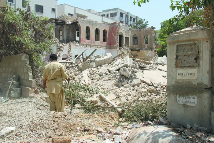 demolition main building of the school which was residence of the formal principal and founder of the school late sybil d abreo was demolished by the builder mafia photo ayesha mir express demolition main building of the school which was residence of the formal principal and founder of the school late sybil d abreo was demolished by the builder mafia photo ayesha mir express