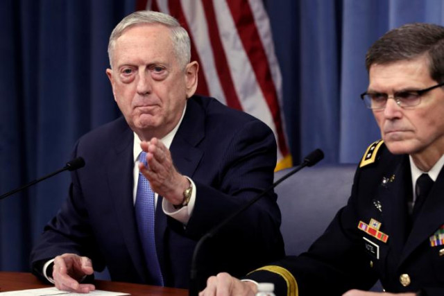 u s defense secretary james mattis l and army gen joseph votel commander of u s central command brief the media at the pentagon in washington u s april 11 2017 photo reuters u s defense secretary james mattis l and army gen joseph votel commander of u s central command brief the media at the pentagon in washington u s april 11 2017 photo reuters