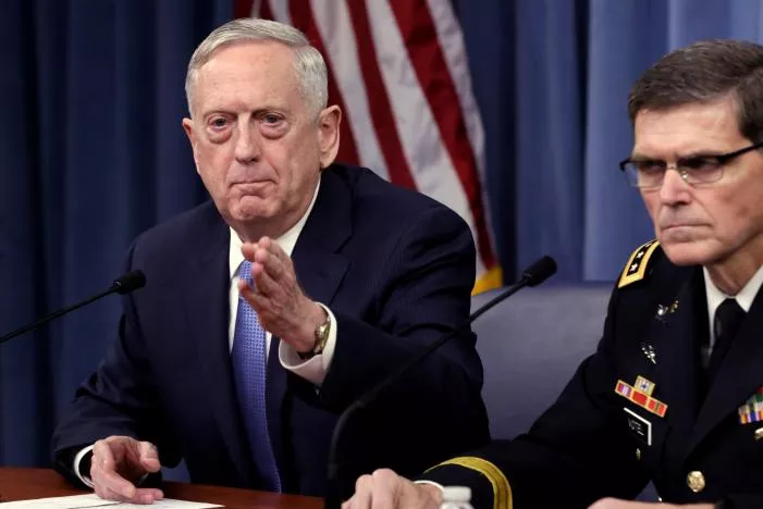 u s defense secretary james mattis l and army gen joseph votel commander of u s central command brief the media at the pentagon in washington u s april 11 2017 photo reuters u s defense secretary james mattis l and army gen joseph votel commander of u s central command brief the media at the pentagon in washington u s april 11 2017 photo reuters